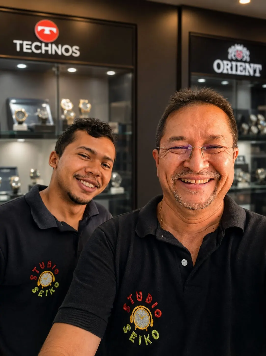 Wagner e Matheus, equipe do Studio Seiko no atendimento da loja em Cururupu