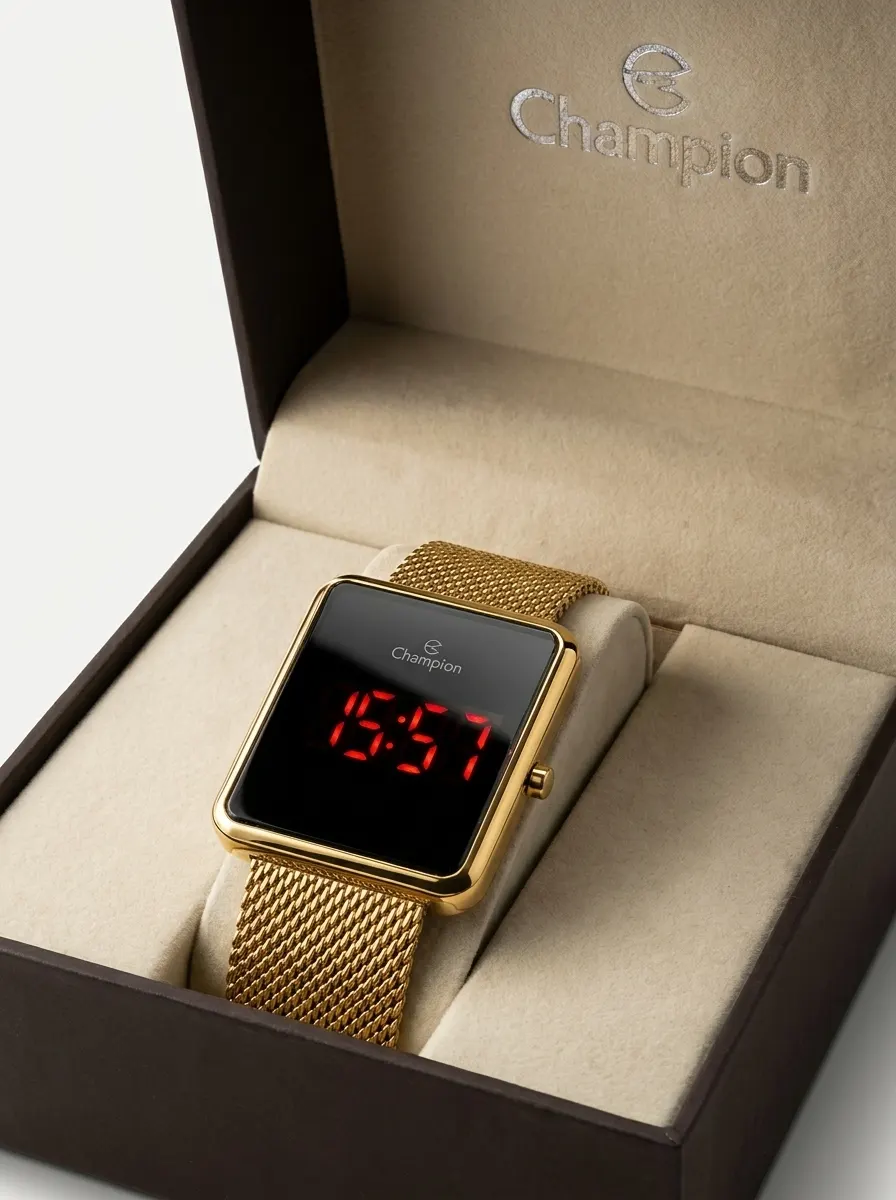 Relógio Champion Digital dourado disponível no Studio Seiko